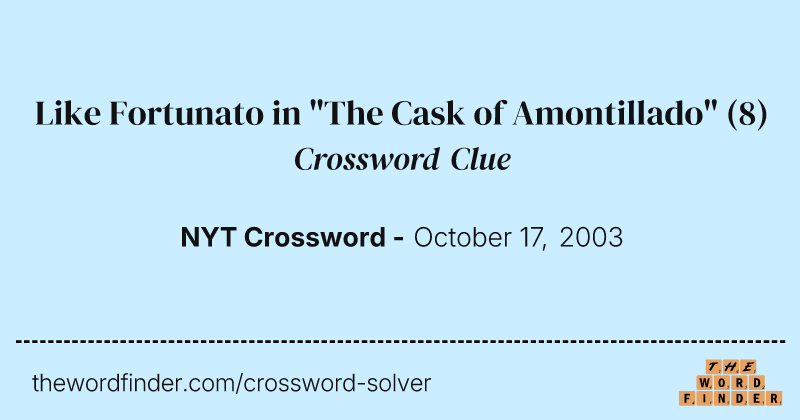 Like Fortunato in "The Cask of Amontillado" crossword clue image