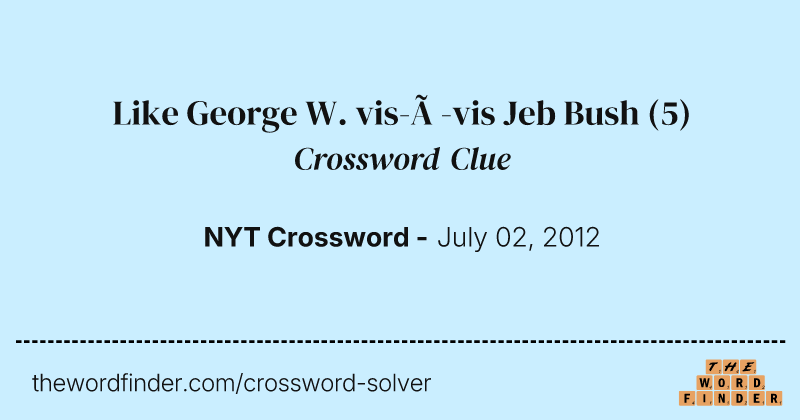 Like George W. vis-à-vis Jeb Bush crossword clue image