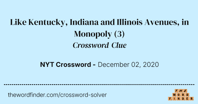 Like Kentucky, Indiana and Illinois Avenues, in Monopoly crossword clue image