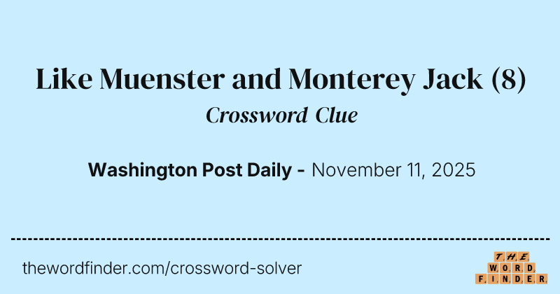 Like Muenster and Monterey Jack crossword clue image