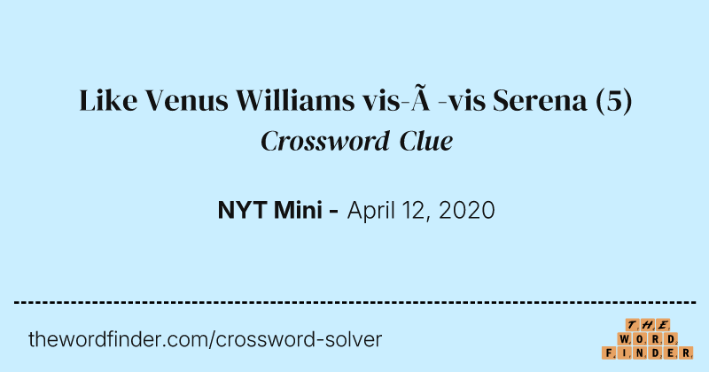 Like Venus Williams vis-à-vis Serena crossword clue image