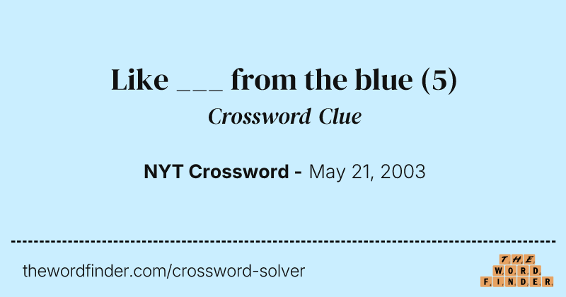 Like ___ from the blue crossword clue image