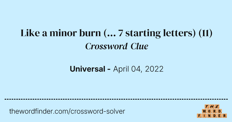 Like a minor burn (... 7 starting letters) crossword clue image