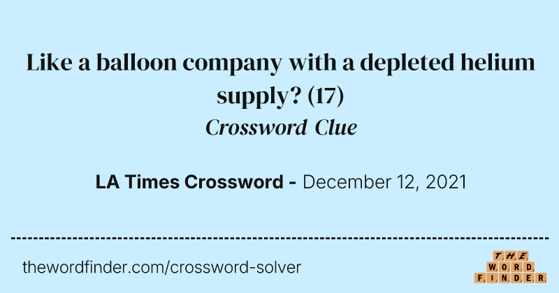 Like a balloon company with a depleted helium supply? crossword clue image