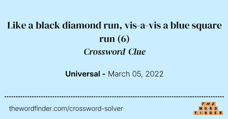 Like a black diamond run, vis-a-vis a blue square run crossword clue image