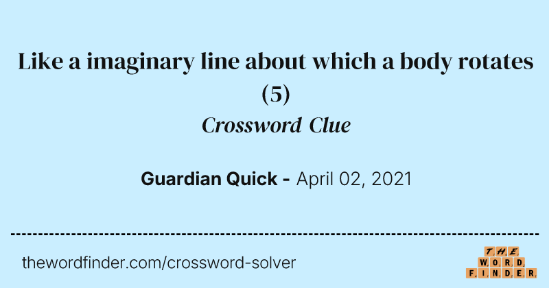 Like a imaginary line about which a body rotates crossword clue image