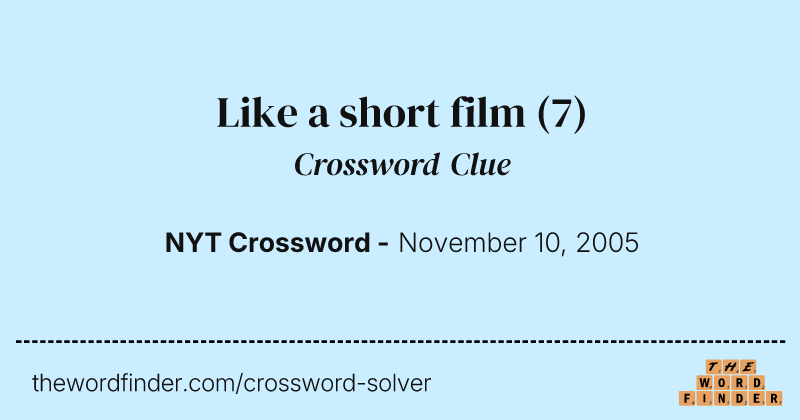 Like a short film crossword clue image