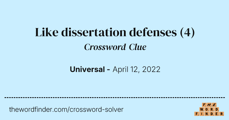 Like dissertation defenses crossword clue image