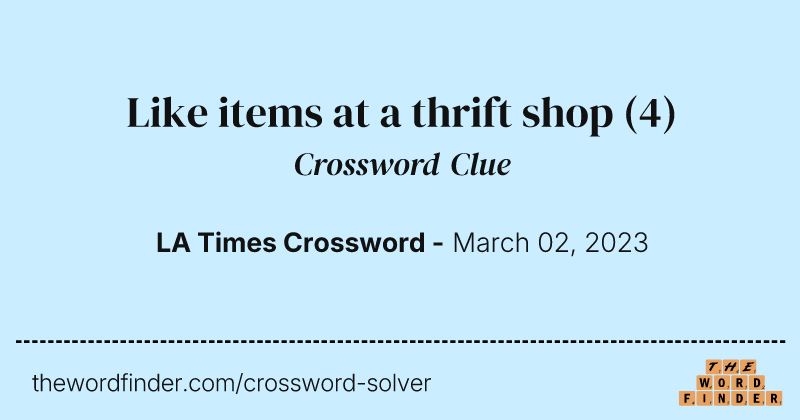 Like items at a thrift shop crossword clue image