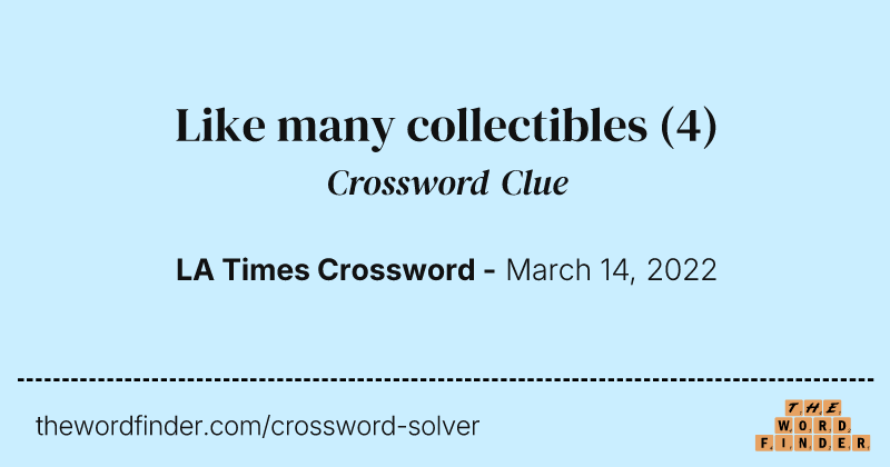 Like many collectibles crossword clue image