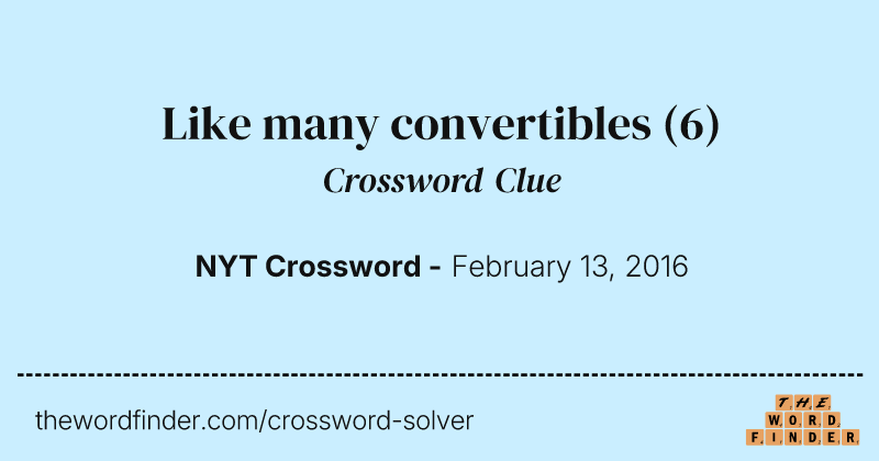 Like many convertibles crossword clue image