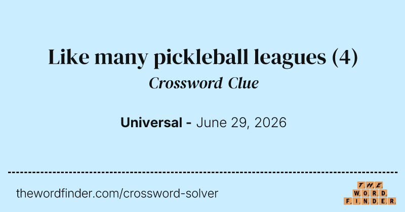 Like many pickleball leagues crossword clue image