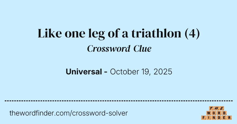 Like one leg of a triathlon crossword clue image