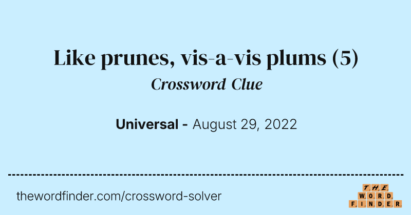 Like prunes, vis-a-vis plums crossword clue image