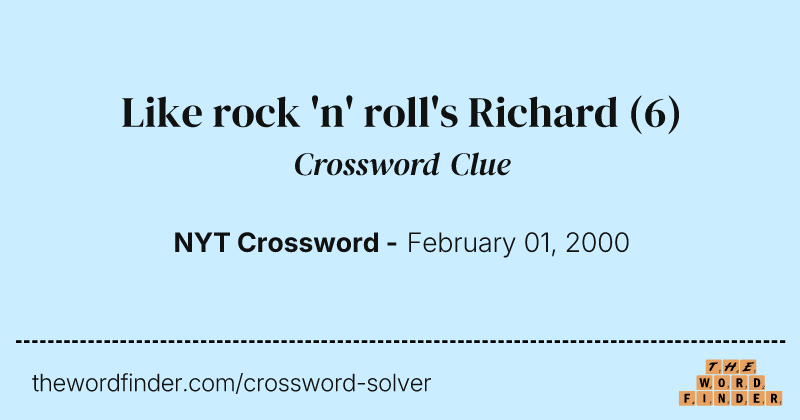 Like rock 'n' roll's Richard crossword clue image