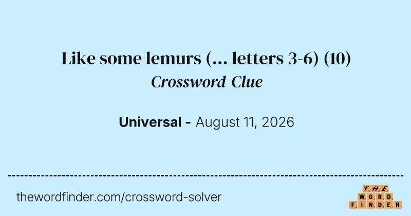 Like some lemurs (... letters 3-6) crossword clue image