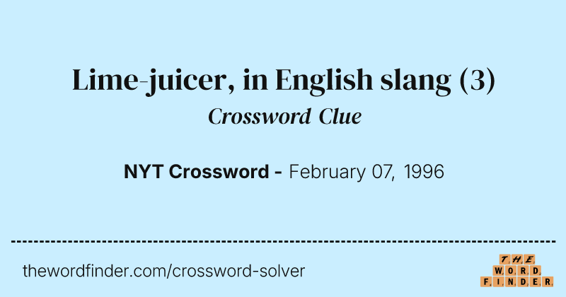 Lime-juicer, in English slang crossword clue image