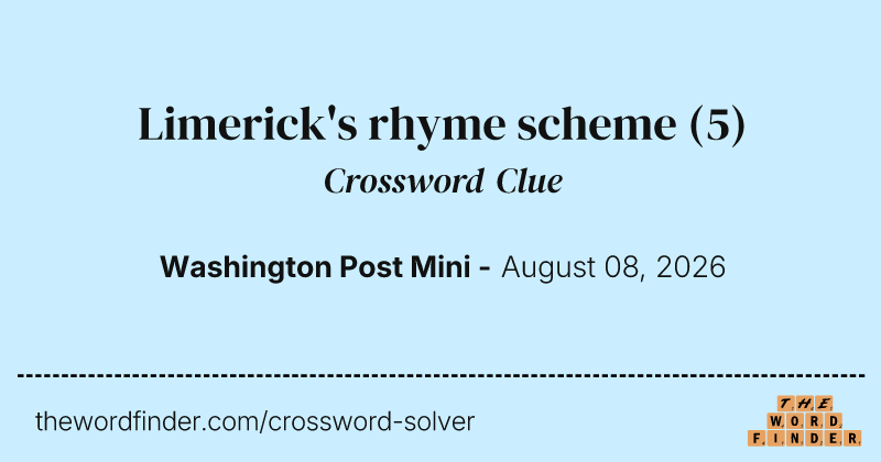 Limerick's rhyme scheme crossword clue image