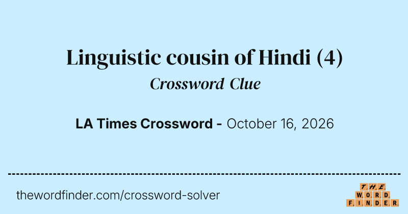 Linguistic cousin of Hindi crossword clue image
