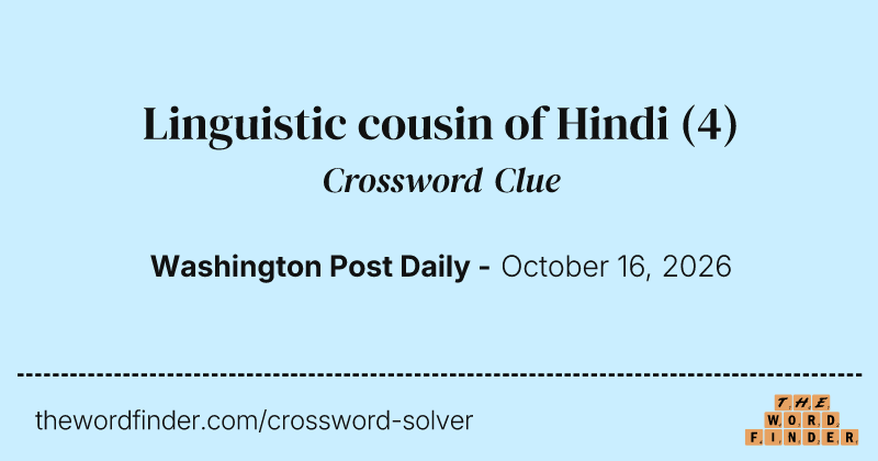 Linguistic cousin of Hindi crossword clue image