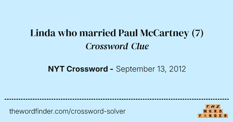 Linda who married Paul McCartney crossword clue image