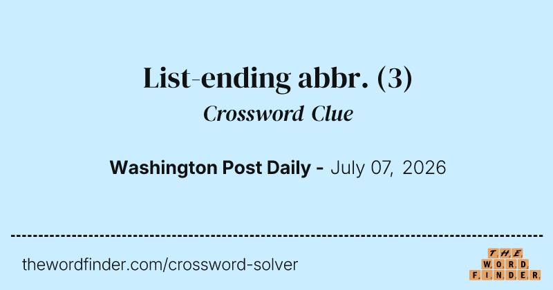 List-ending abbr. crossword clue image