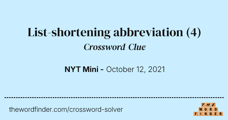 List-shortening abbreviation crossword clue image