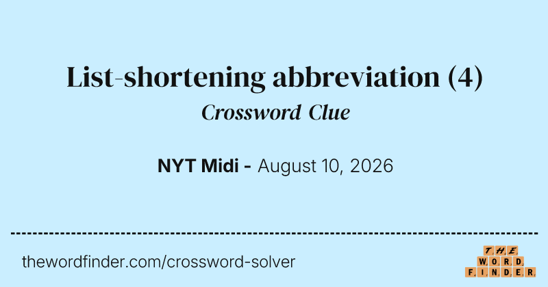 List-shortening abbreviation crossword clue image