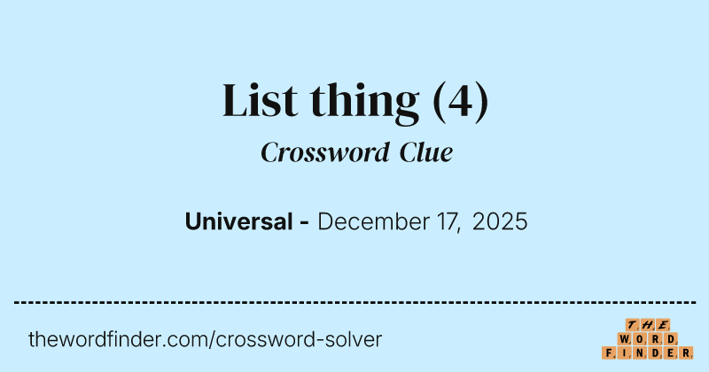 List thing crossword clue image