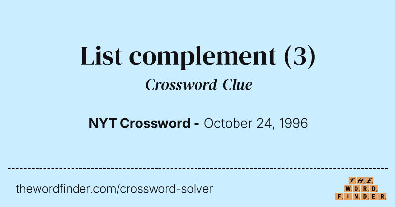 List complement crossword clue image