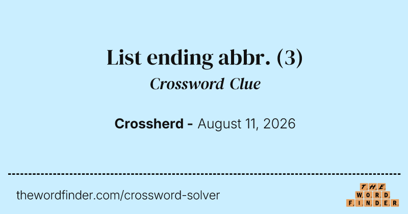 List ending abbr. crossword clue image