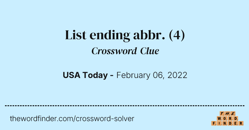 List ending abbr. crossword clue image