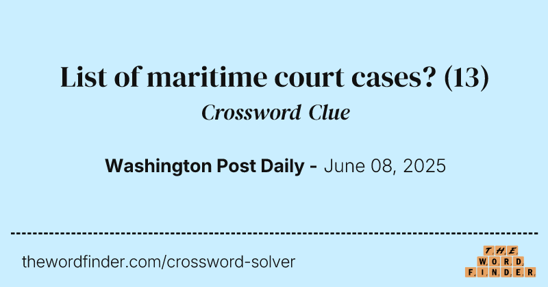 List of maritime court cases? crossword clue image