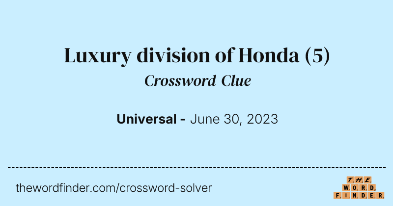 Luxury division of Honda crossword clue image