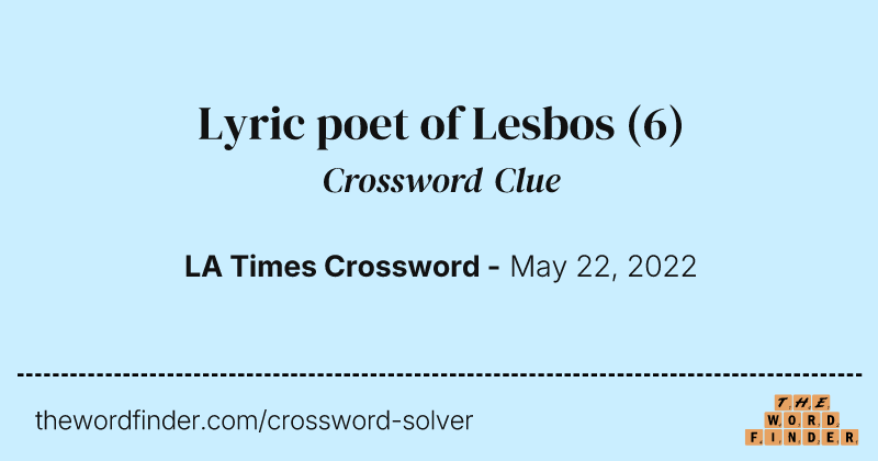 Lyric poet of Lesbos crossword clue image