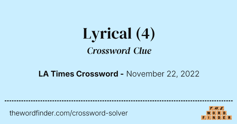 Lyrical crossword clue image