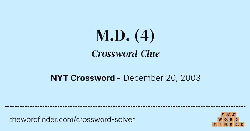 M.D. crossword clue image