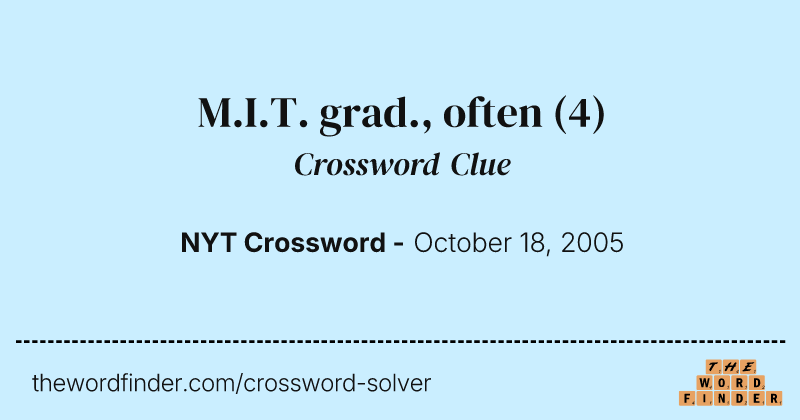 M.I.T. grad., often crossword clue image