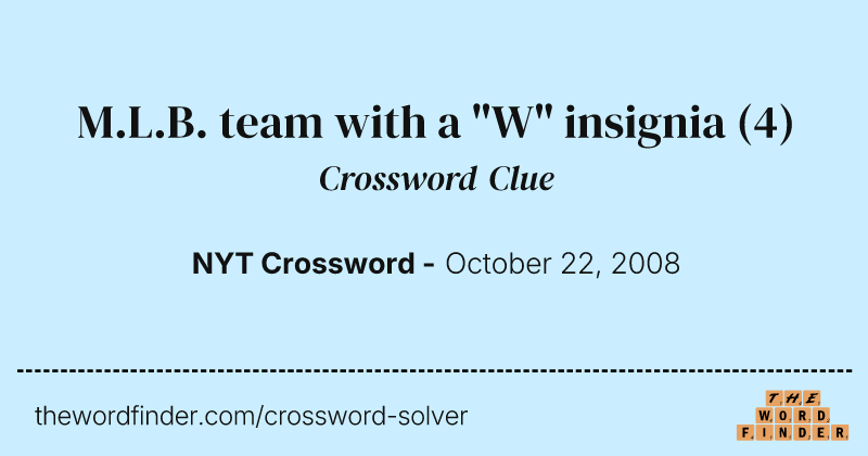 M.L.B. team with a "W" insignia crossword clue image
