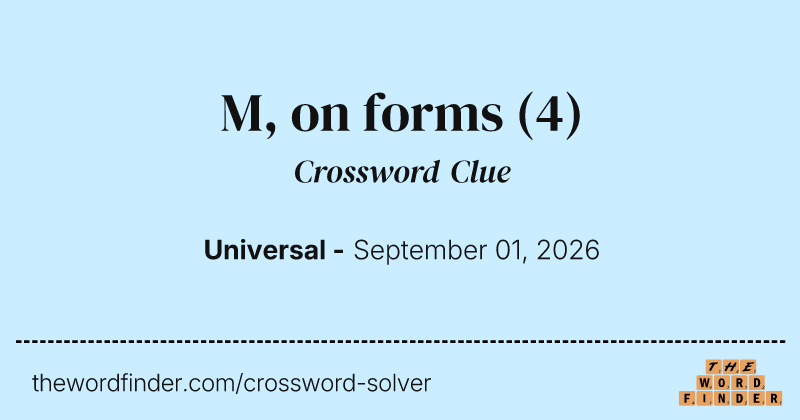 M, on forms crossword clue image