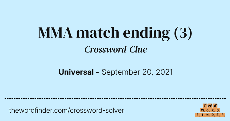 MMA match ending crossword clue image
