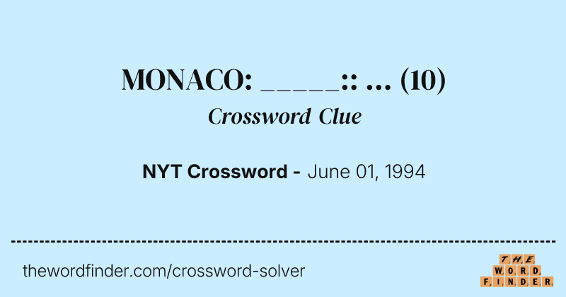 MONACO: _____:: ... crossword clue image