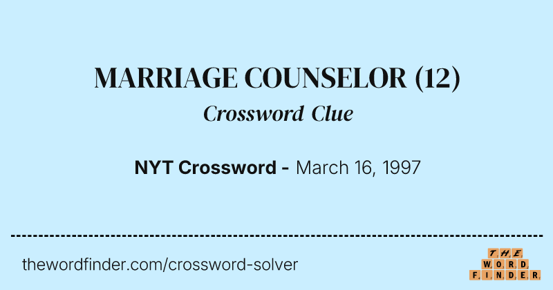 MARRIAGE COUNSELOR crossword clue image
