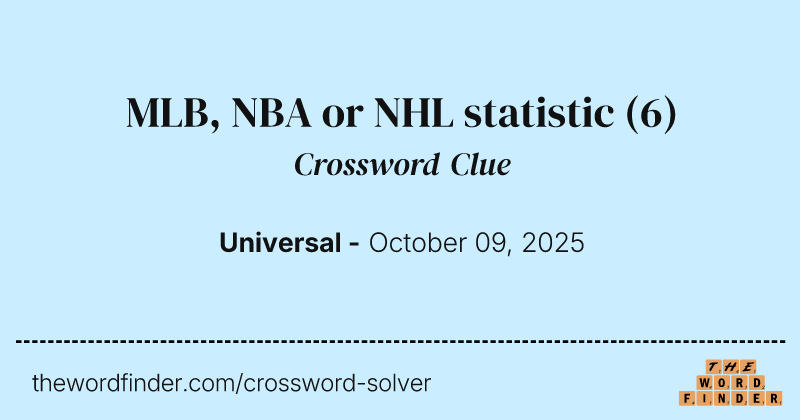 MLB, NBA or NHL statistic crossword clue image