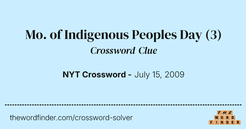 Mo. of Indigenous Peoples Day crossword clue image