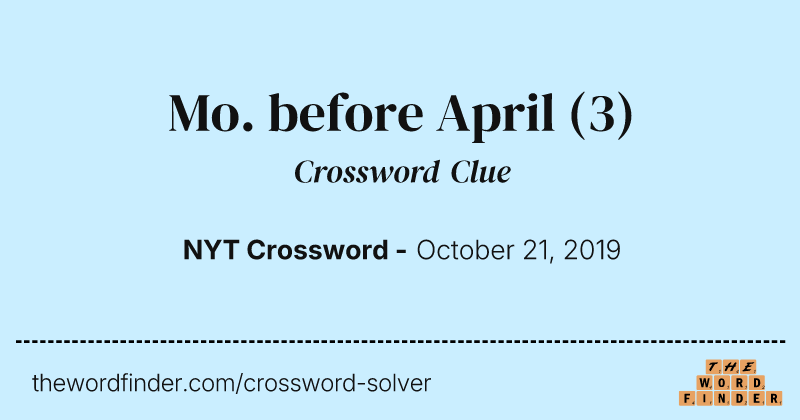 Mo. before April crossword clue image