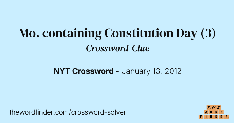 Mo. containing Constitution Day crossword clue image