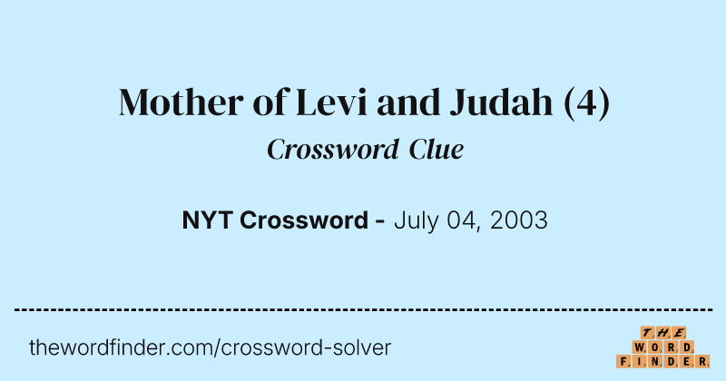 Mother of Levi and Judah crossword clue image