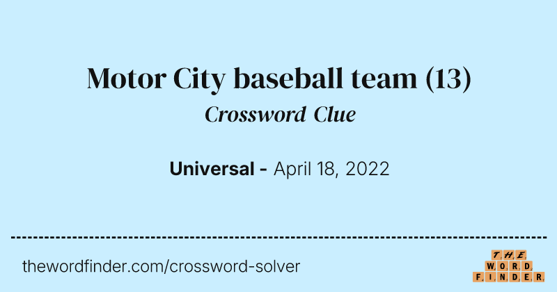 Motor City baseball team crossword clue image