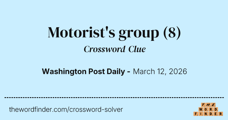 Motorist's group crossword clue image